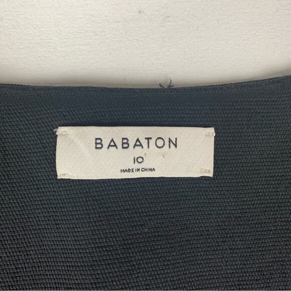 Babaton size 10 medium Black Sheath textured Dress V-Neck business casual - Picture 3 of 12